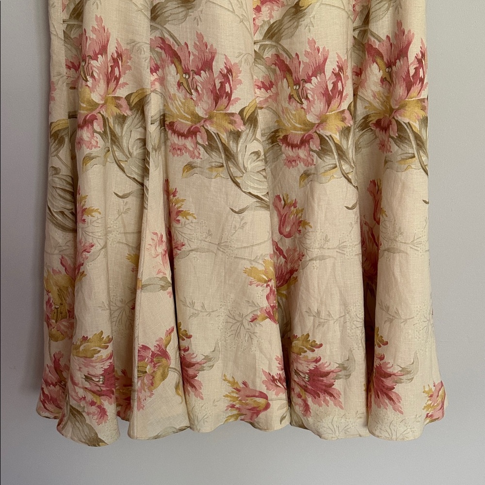 Lauren Ralph Lauren Floral Linen A-Line Midi Skirt - Picture 7 of 9